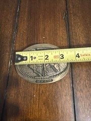 End of The Trail Indian Horse Cowboy Belt Buckle Solid Brass Vintage