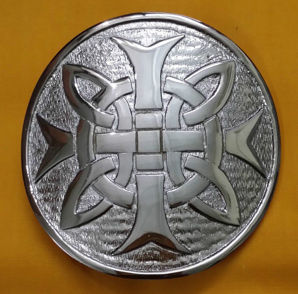 Celtic Cross Knot Kilt Belt Buckle Chrome Finish 3&Prime;/Scottish Belt Buckle Round
