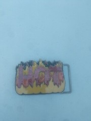 Hot Belt Buckle with Belt, Graffiti Expressions, Fire, Sparkly, Siskiyou ~ #210