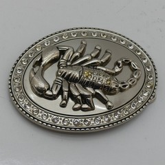 Classico Italia Silver Metal Oval Peace Rhinestone Belt Buckle for Men 1.5&Prime;