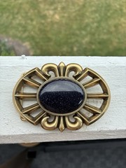 Blue Goldstone Belt Buckle – Antique Brass Finish