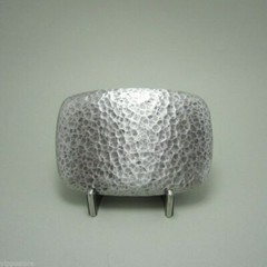 Silver Plated Hammer Forged Rectangle Metal Fashion Belt Buckle