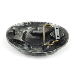 Bass Fishing Belt Buckle Antique Silver Finish Color Enamel Inlay Fits 1.5&Prime; Belt