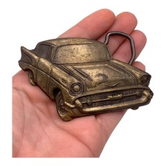 Vintage 1957 Chevy Bel Air Car Belt Buckle Metal 57 Chevrolet Hot Rod gold tone