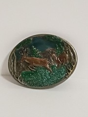 Men&rsquo;s Leather Belt Buckle Buck and Doe Deer