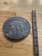 Hesston Vintage Rodeo Belt Buckle 1989 METAL Original Wrap National Finals NFR