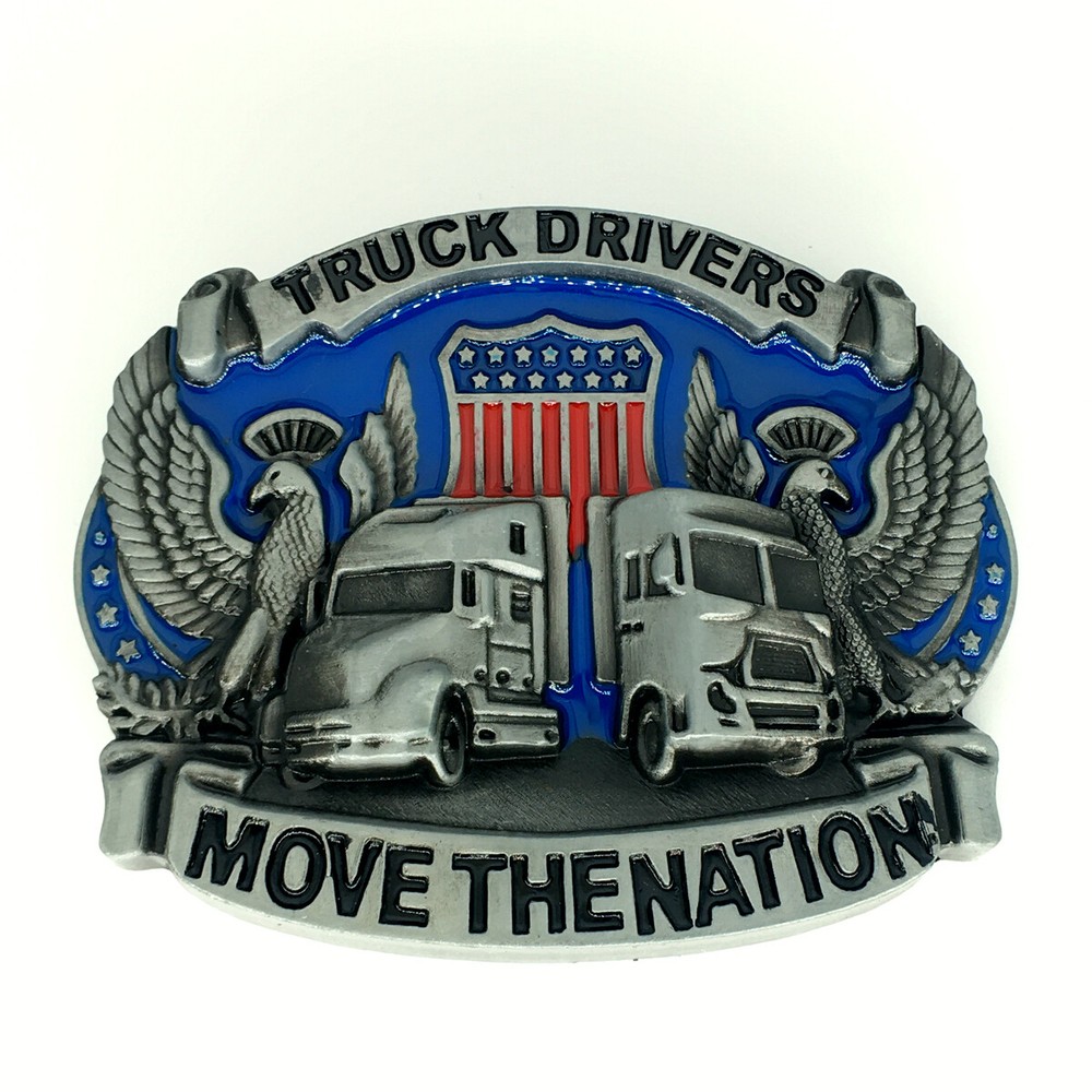 American Trucker Belt Buckle Western Cowboy Truck Motorcyclist (TRK-03)