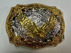 Western American Pride USA Bald Eagle Majestic Flying Two Tone Belt Buckle