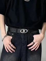 Stylish Oval Cross Metal Buckle Belt – Durable, Simple, and Universally Compatib
