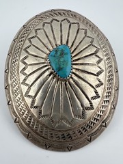 Vintage Navajo Sterling Silver Buckle Turquoise Signed J Blackgoat