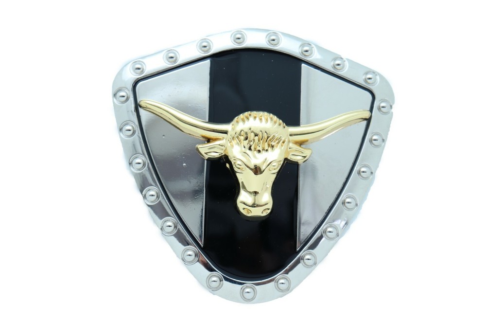 Men Silver Metal Western Belt Buckle Texas Lone Horn Cow Bling Gold Bull Shield