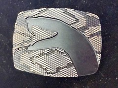 Snake Head On Snake Skin Pattern Chrome Brand Vintage Belt Buckle