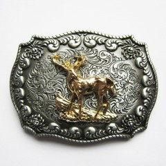 NEW 3-D DEER ANIMAL HEAD HORN RODEO COWBOY WESTERN BELT BUCKLE