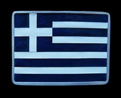 BOUCLE DE CEINTURE GREEK GREECE BLUE WHITE BELT BUCKLE FLAG