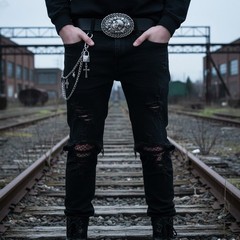 New Men Gangster Fashion Belt Buckle Silver Metal Gun Revolver Hood Street Wear