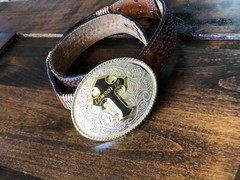 Western 3&Prime;x4&Prime; 3D Enamel Cross with Cowboy Up Oval Buckle Religious Unisex New