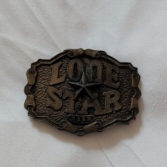 Bergamot Brass Works Lone Star Beer Logo Brass Belt Buckle Antique Finish 1.5&Prime;