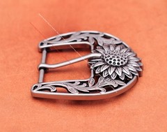 Retro Silver Big Sun Flower Leather Belt Buckle Replacement Fit 1.5 Inch Strap