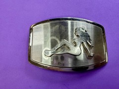 Mud Flap Sexy Girl Woman Silhouette Figure Silver Tone Trucker Biker Belt Buckle