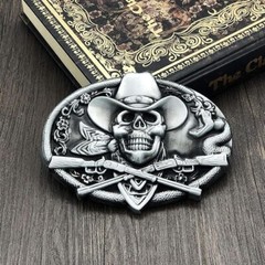 Cowboy Skull Belt Buckle Western Gothic Biker Style Snake Guns Rodeo Punk