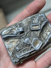 vintage 1970s belt buckle HEAVY EQUIPMENT brutalist WESTERN john deere CAT work