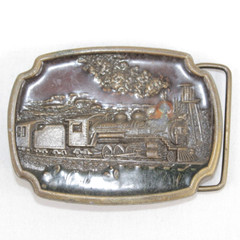 Texas Railroad Train Embossed Brass Belt Buckle Xoleaco A12