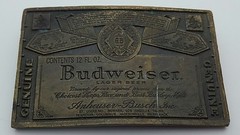 Vintage Budweiser King of Beers 12 Oz Bottle Label Brass Metal Belt Buckle A-168