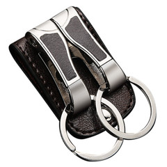 Real Leather Belt Buckle Clip Keychains Car Key Holder Double Ring 2 Loops
