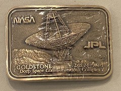 Brass Nasa belt Buckle New Wrapped 1987 Project Award Deep Space Satellite