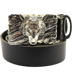 German silver belt buckle « Fenrir Wolf », Animal belt buckle; Werewolf buckle