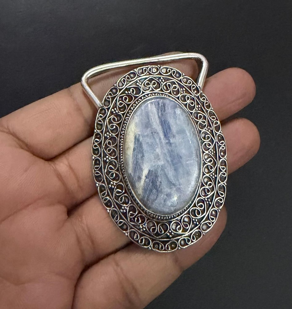 Kyanite Gemstone 925 Sterling Silver Handmade Belt Buckles Vintage Gift For Him