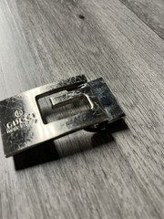 Gucci Archive G Logo Belt Buckle Vintage 90s Heavy Solid Metal Italian Hardware