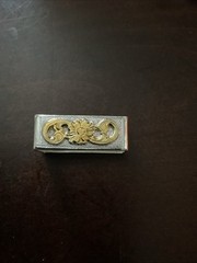 Crumrine 50 YEARS Western Belt Buckle Three Horse Silver Plate on Bronze Leather