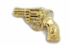 New Men Women Buckle Gold Metal Western Cowboy Pistol Revolver Gun Weapon Skull
