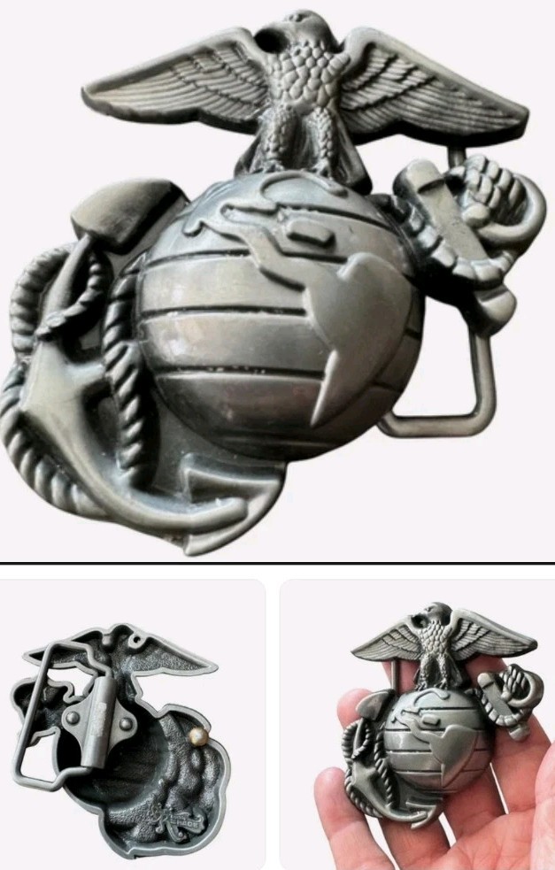 Silver United States Marines USMC EGA Belt Buckle