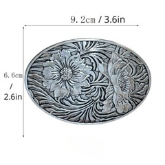 Western Carved Flower Belt Buckle Metal Cowboy US Men & Women Outdoor Rodeo Wear