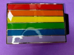 Rainbow Pride Flag LGBTQ Movement Enameled 2005 Belt Buckle by Silver Moon