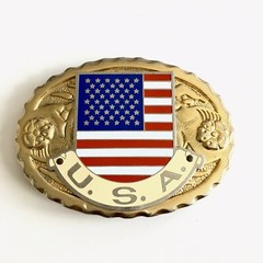 USA American Flag Belt Buckle 3.5” Made in USA