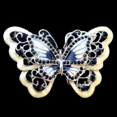 Beige Rhinestone Glitter Butterfly Butterflies Belt Buckles Boucle de Ceinture