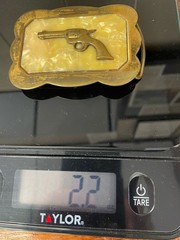 Vintage Western Revolver Belt Buckle Brass Plated Six Shooter