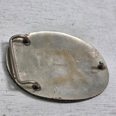 Vintage German Silver Enamel Mallard Duck Belt Buckle Engraved Western Rope Edge