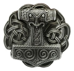 Thor&rsquo;s Powerful Hammer Metal Enamel Belt Buckle