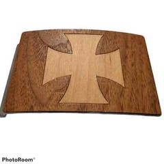 Wood Iron Cross belt buckle