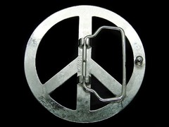 TG05159 VERY COOL **PEACE SYMBOL** HIPPIE DESIGN SILVERTONE BELT BUCKLE