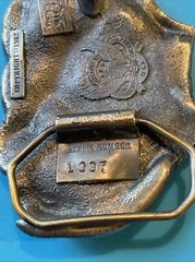 Leaping Buck & Doe Belt Buckle Brass & Enamel Stag Deer Great American Buckle Co