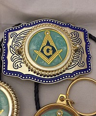 Masonic 3 piece set, belt buckle, bolo and money clip