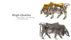 Western Buckle Antique Gold Lady Bull Engraved Belt Buckle Fits 1-1/2&Prime; wide Belt