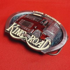 Vintage King of the Road Lone Trucker Red Artic Truck Driver Belt Buckle 1990
