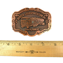 Vintage Seneca Transportation Inc Kansas Copper Tone Belt Buckle