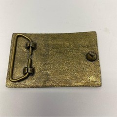 Vintage Pony Express Belt Buckle Mens OS Gold Brass Western Rider 1849 Map